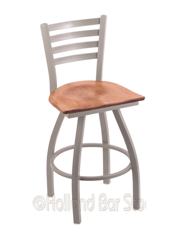 Tabouret de bar pivotant de 30" Evers, Érable moyen, Nickel anodisé, Tabouret de comptoir (siège d'une hauteur de 25 p