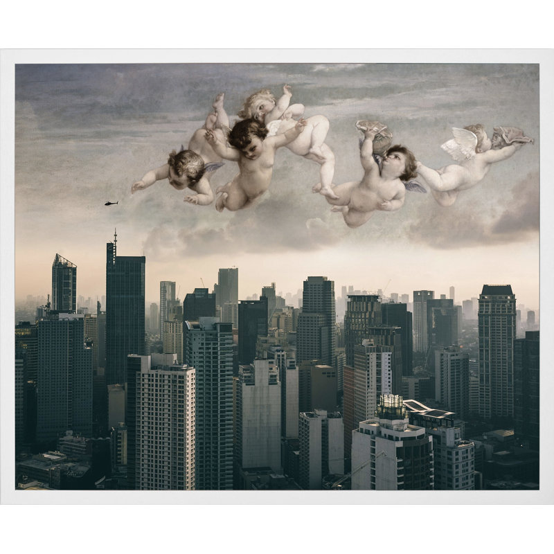 Angels over City 1 Piece Single Picture Frame Wall Art on Canvas