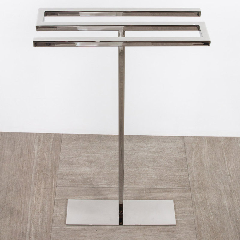 Linea 3 Floor Mounted Towel Stand, Polished Stainless Steel
