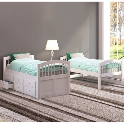 Gaenor Twin over Twin 3 Drawer Solid Wood Standard Bunk Bed with Trundle by Harriet Bee -  A972F367D61F4D98B8F4D603E17A3467