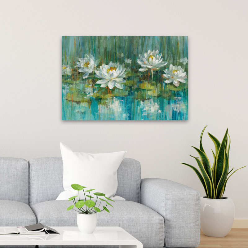 Motif floral abstrait - nénuphar V2, H 24 po x l 36 po