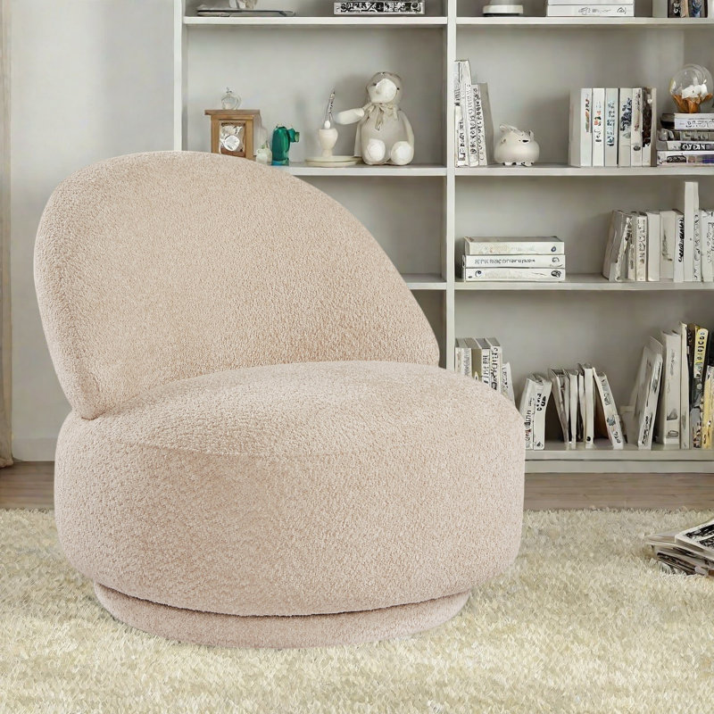 Fauteuil demi-tonneau pivotant à 360 °, Tissu beige