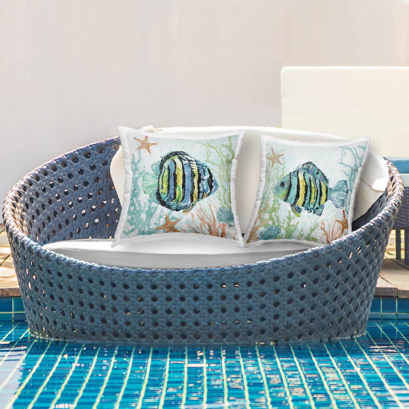Ensemble de 2 coussins de plage à motif tropical