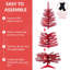Arbre de Noël doré 4 pi avec 50 lumières UL et 122 pointes en PVC - Arbre de Noël artificiel pré-éclairé pour la décoration intérieure, petit espace, plateau de table, appartement ou bureau, rouge