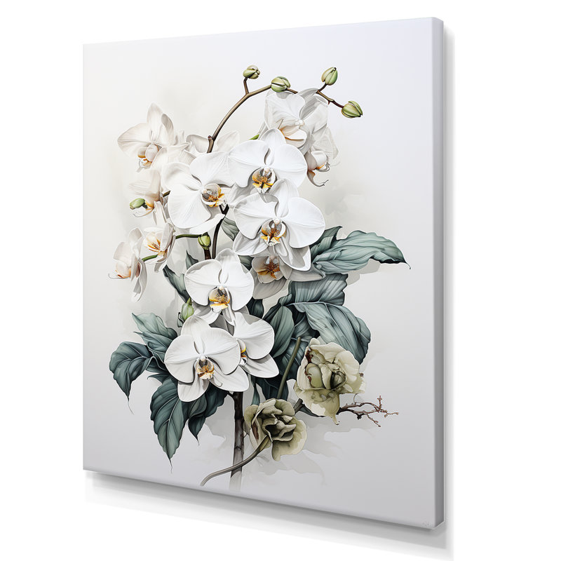" Black And White Orchid Tranquility ", Wrapped Canvas, 44" H x 34" W x 1.5" D