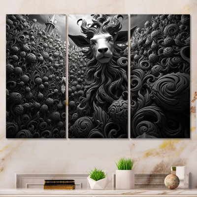 Portrait abstrait de chèvre noir et blanc II - Chèvre, art mural