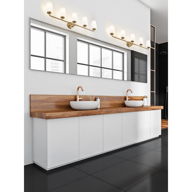 Mathieson Vanity, Gold, 5 Lights, 9.5" H x 40" W x 6.5" D