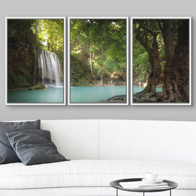 Sunlight Beams and Rays Shine Through Leaves of Trees in Tropical Rainforest Park Modern Wall Decor