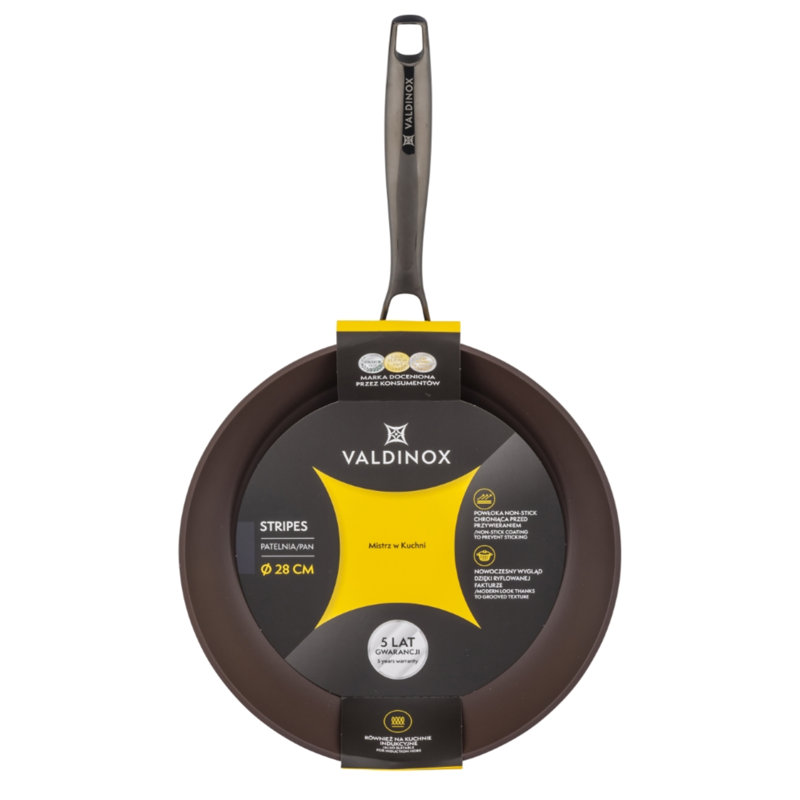 Valdinox Stripes Aluminum Non-Stick Frying Pan, 9.5cm H x 28cm W x 49.2cm D