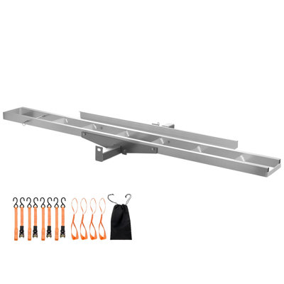 Porte-motocyclette, capacité de 400 lb, support en aluminium robuste avec rampe de chargement de 47 po, sangles et stabilisateur, transporteur de trottinette pour camion de voiture avec attelage de 2 pouces