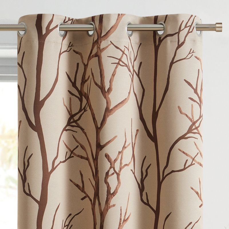 Kingdom Branch Blackout Curtain Panel, Taupe, 40" W x 95" L