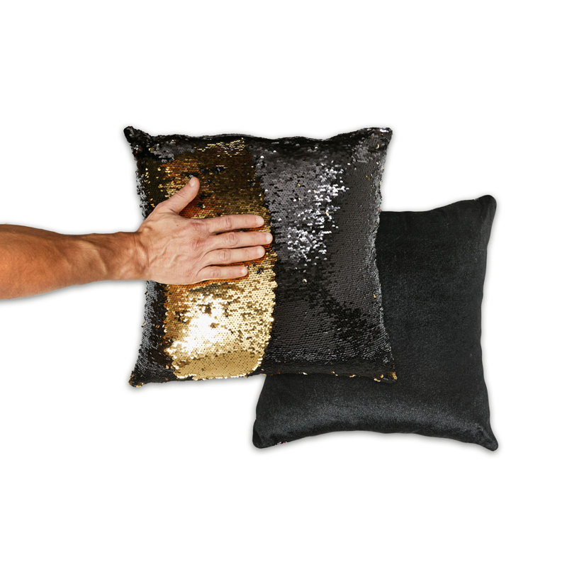 Dahl Square Throw Pillow Cover, Black/Gold