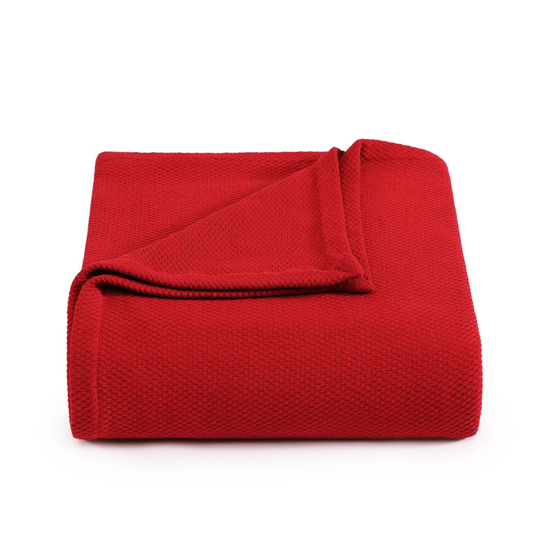 Couverture en coton piqué uni Tommy Hilfiger, Rouge, Très grand lit