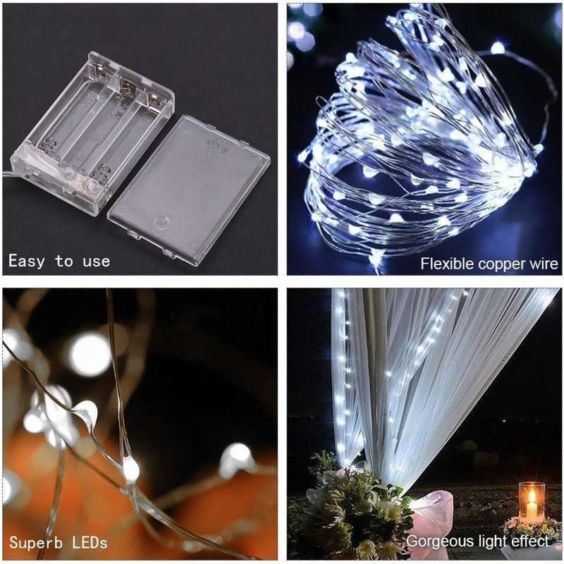 LED Indoor / Outdoor String Lights, 10.1cm H x 2cm L x 4cm D, White