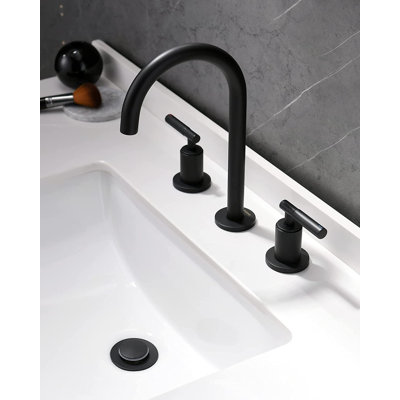 INDARE Bathroom Faucet, 8 Inch Brass Widespread Bathroom Sink Faucet 3 Holes, Two Handles Bathroom Sink Faucet with Pop-Up Drain & Supply Lines, For Bathroom Vanity RV, 110104-DG