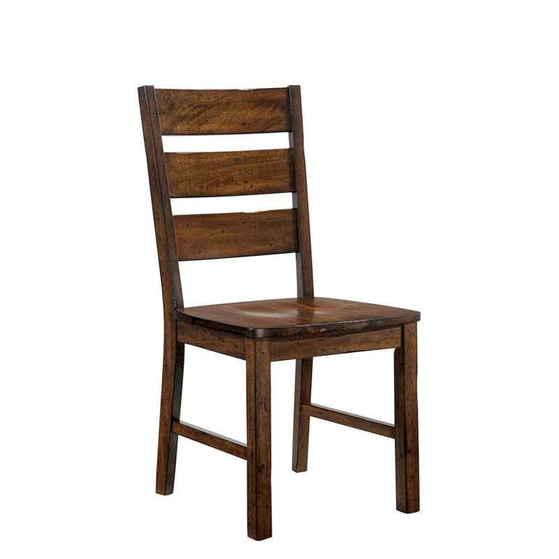 Chaises de salle à manger industrielles en bois massif, de couleur noyer, avec dossier à lattes, type noyer