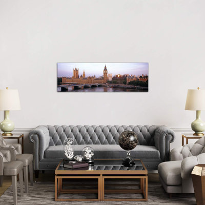 Palace Of Westminster & Westminster Bridge, City Of Westminster, London, England, United Kingdom by Panoramic Images - No Frame Panoramic Print on Canvas