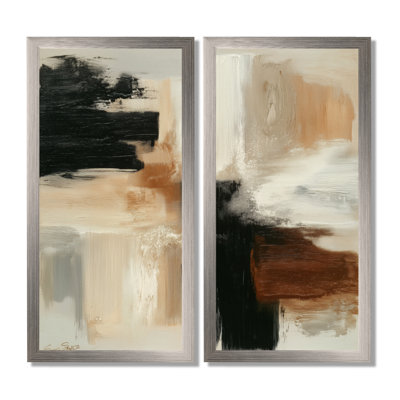 "Black and Brown Brushstroke", peinture abstraite sur toile, "Abstract Collages"