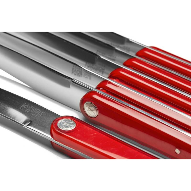 Ensemble de 6 couteaux steak laguiole evolution, Rouge