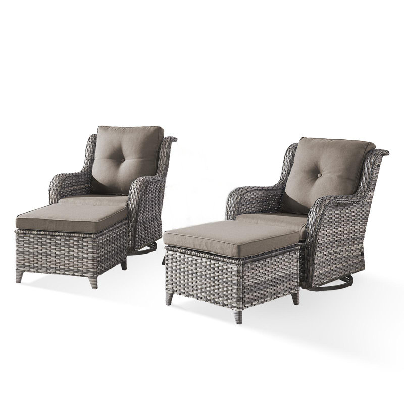 Ensemble de conversation avec coussins et repose-pieds 4 pièces Kolb, Gris, Gris