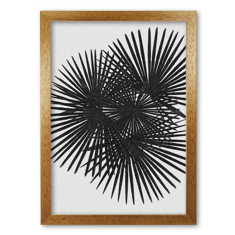 Fan Palm - Print on Canvas, Honey Oak Frame, 85 cm H x 60 cm W x 5 cm D