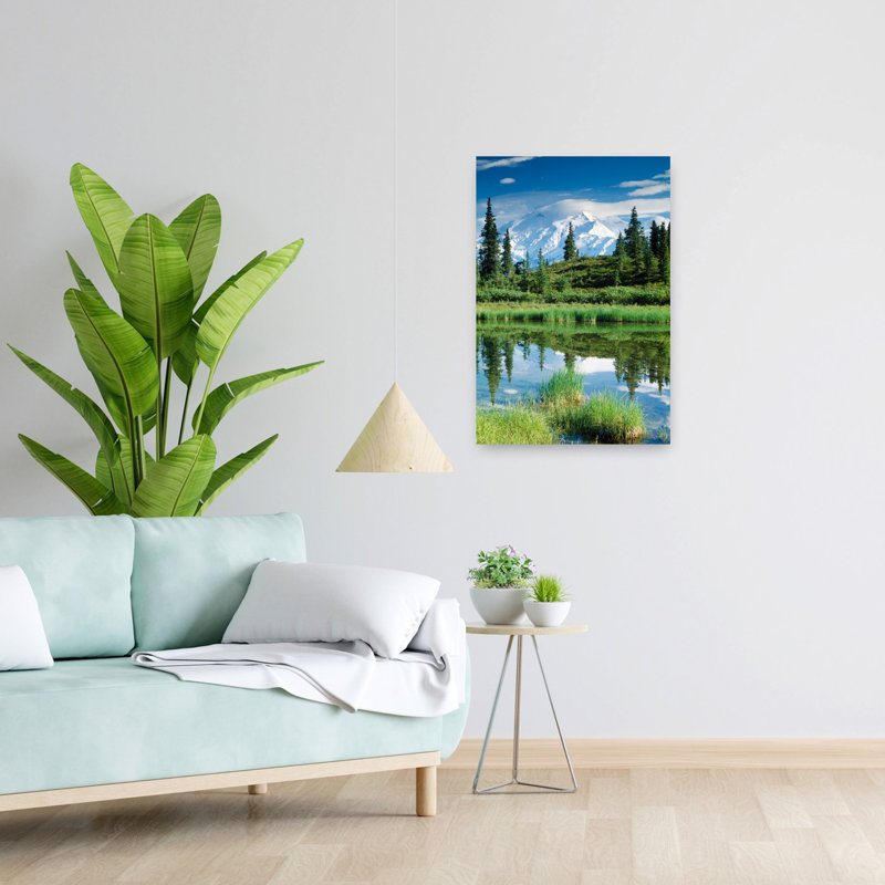 États-Unis, Alaska, mont Mckinley, paysage de pin contemporain abstrait, art de montagne, H 24 po x l 16 po