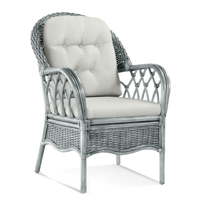 Chaise avec accoudoirs rembourrée Everglade, Nickel, Gris de base 0317-83