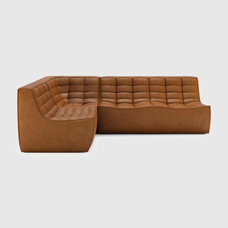 N701 Modular Sofa Set - Combo Left - 1 Seater + 2 Seater + 90° Square Corner, Old Saddle Genuine Leather