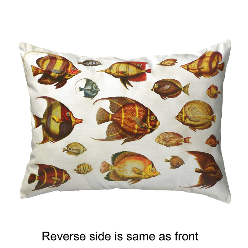  Housse de coussin rectangulaire d'extérieur Multi Fish, 11" x 14"