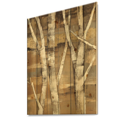 Natural Birch Forest II - Traditional Print on Natural Pine Wood