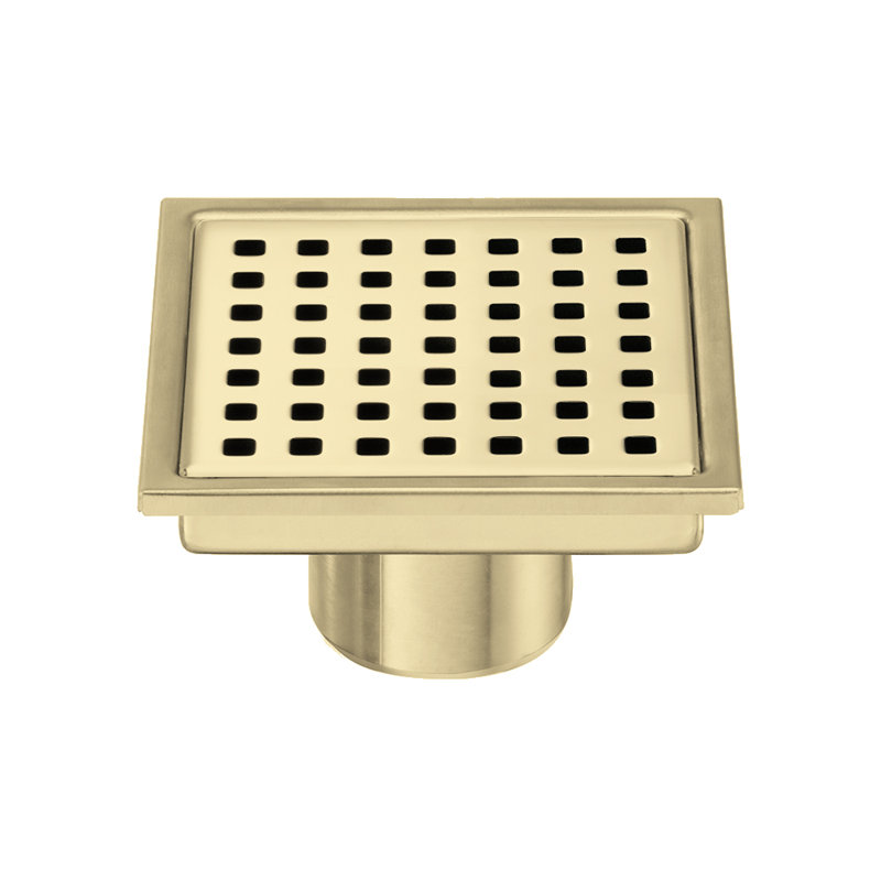 Bonde carrée en or brossé 4 po FlowGuard, Or brossé
