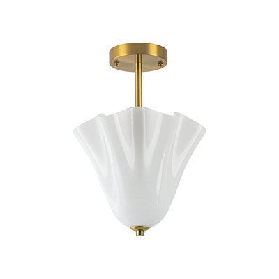 Plafonnier semi-encastré en verre opale 2 lumières Nordic