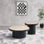 Ensemble de deux tables basses rondes en pierre frittée noir mat pour le salon