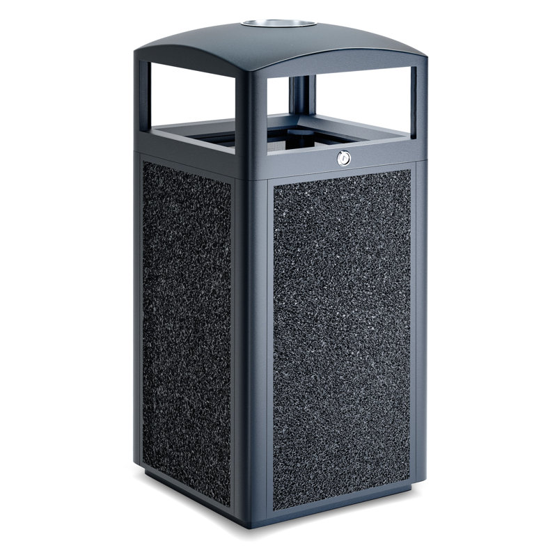 Poubelle commerciale en acier robuste avec doublure en métal 30 gallons, 30 gal., Noir