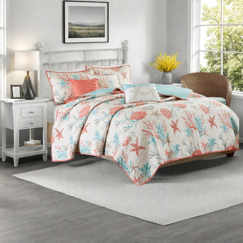 Premium Cotton Sateen Bedding Sets Full Queen Coastal Home Decor