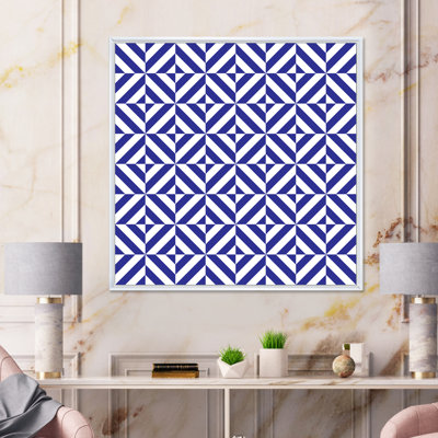 " Blue And White Striped Geometrics "