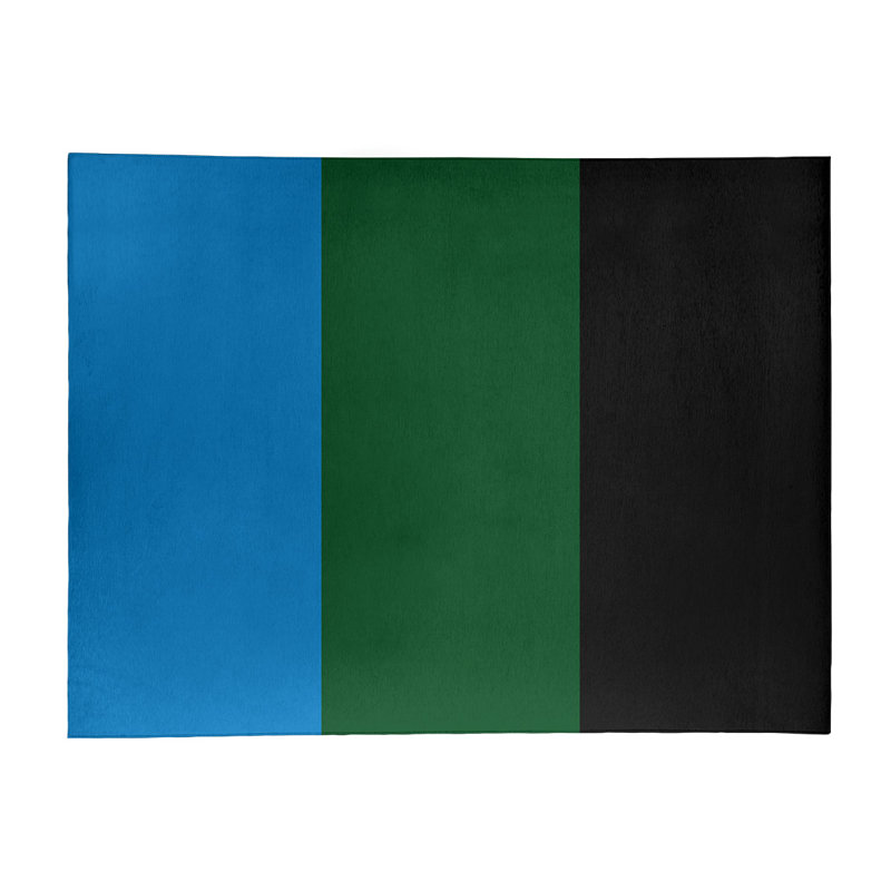 Bleu/vert/tapis décoratif noir à motif abstrait tissé à plat, Rectangle 4 pi x 6 pi