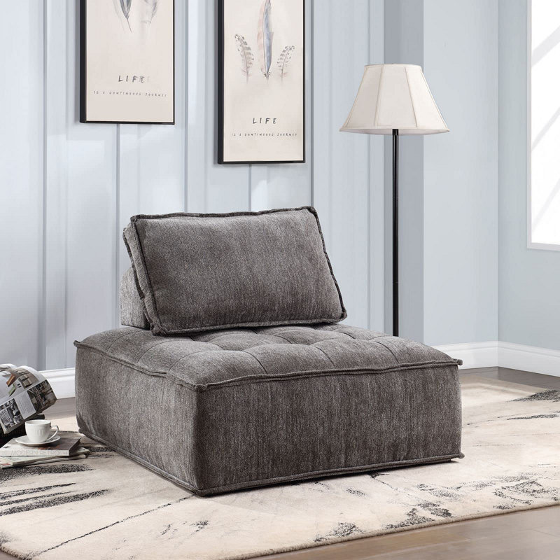 Canapé modulaire moderne modulaire simple Canapé carré simple Fauteuil d'appoint sans accoudoirs avec coussin de dossier amovible