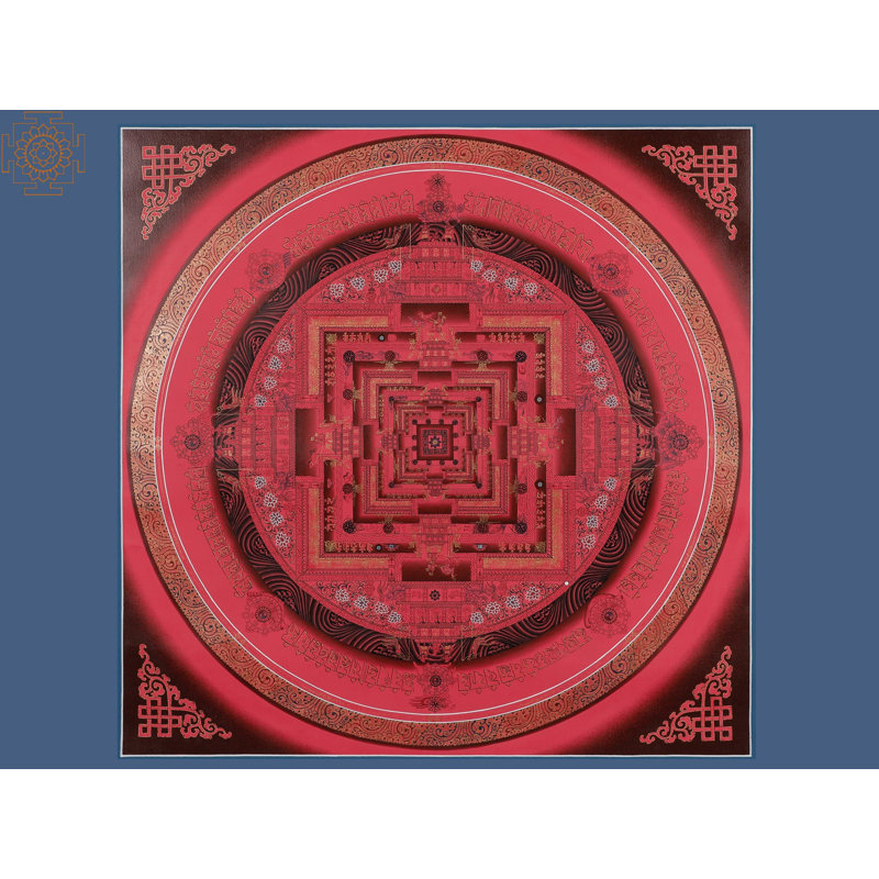 Thangka Kalachakra Mandala sans brocart | Art mural bouddhiste tibétain peint à la main | Décoration de méditation sacrée en or 24 carats et en acrylique (19,7 po)