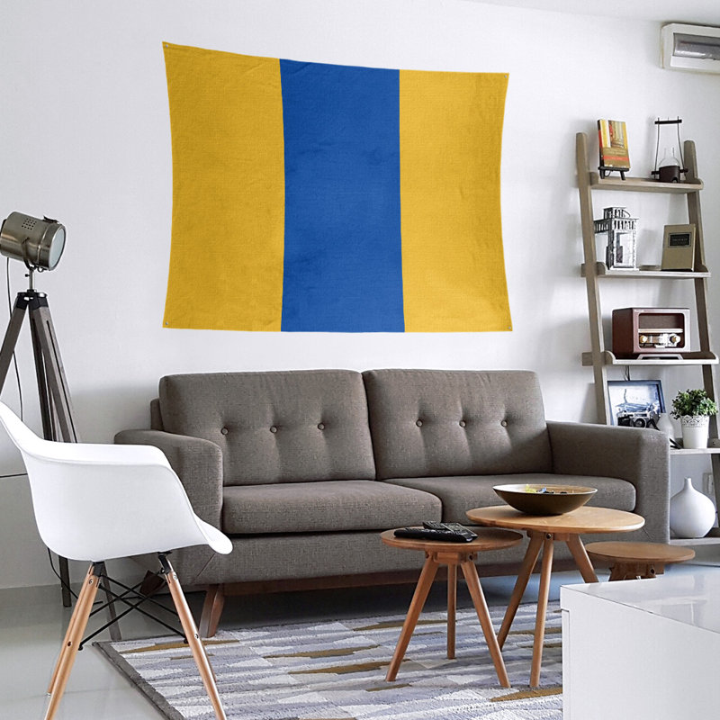 Tapisserie de polyester St. Louis, H 27,5 po x l 37,5 po, Doré / bleu royal / doré