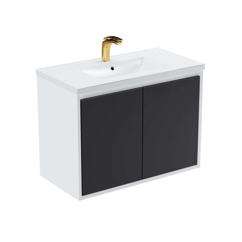 Meuble-lavabo simple l 36 po x P 18,1 po x H 32,2 po Fidelina, Noir