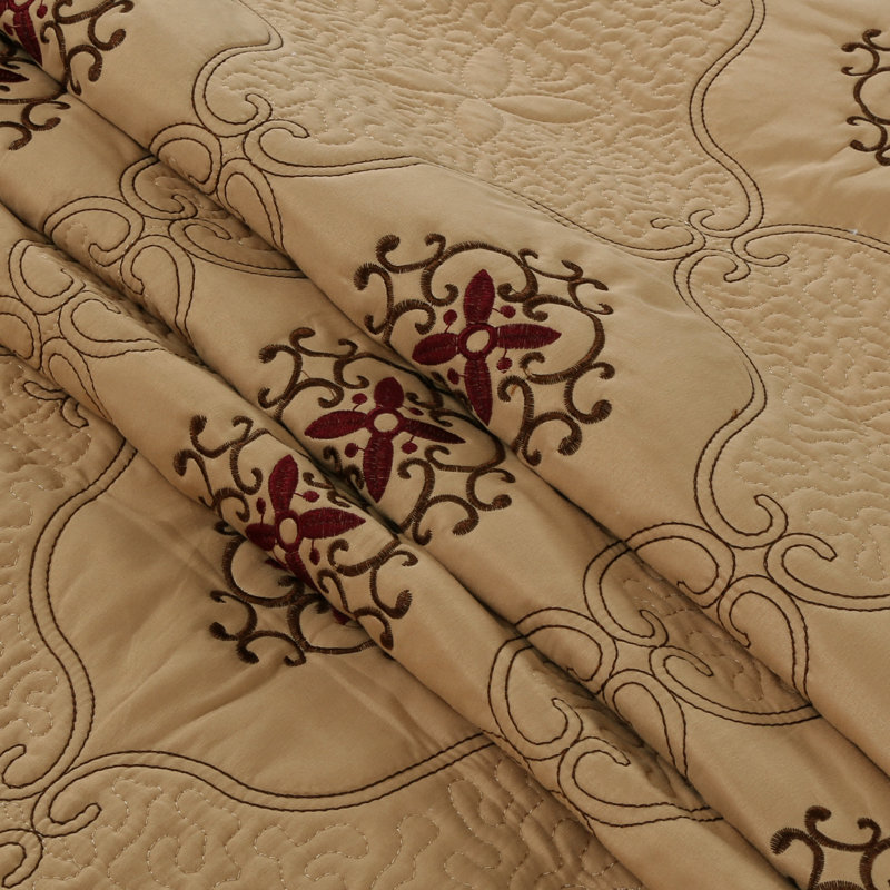 P-emma Quilt Abstract Quilt, Queen Quilt + 2 Shams, Gold Taupe