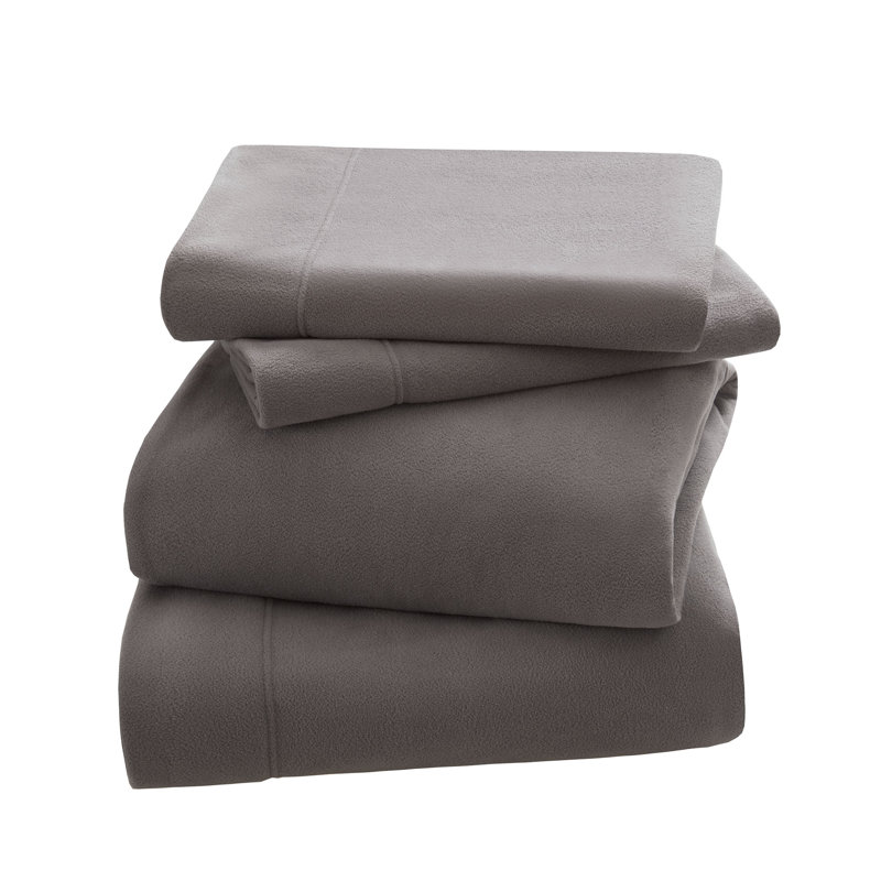 Peak Performance Fleece 3M Scotchgard Micro Fleece Sheet Set, Gray, Full