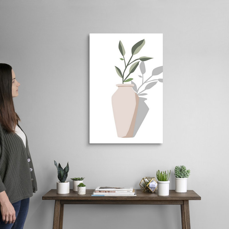 Vase et tige IV, art mural, Toile tendue, H 30 po x l 20 po