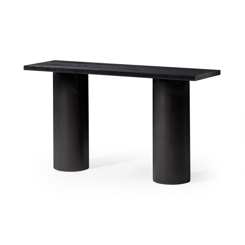 Lana Black Solid Wood Console Table with Cylindrical Legs