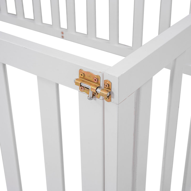 Structure de lit en bois avec clôture et porte, (ANCIEN SKU: WF289663AAE), Simple, Blanc