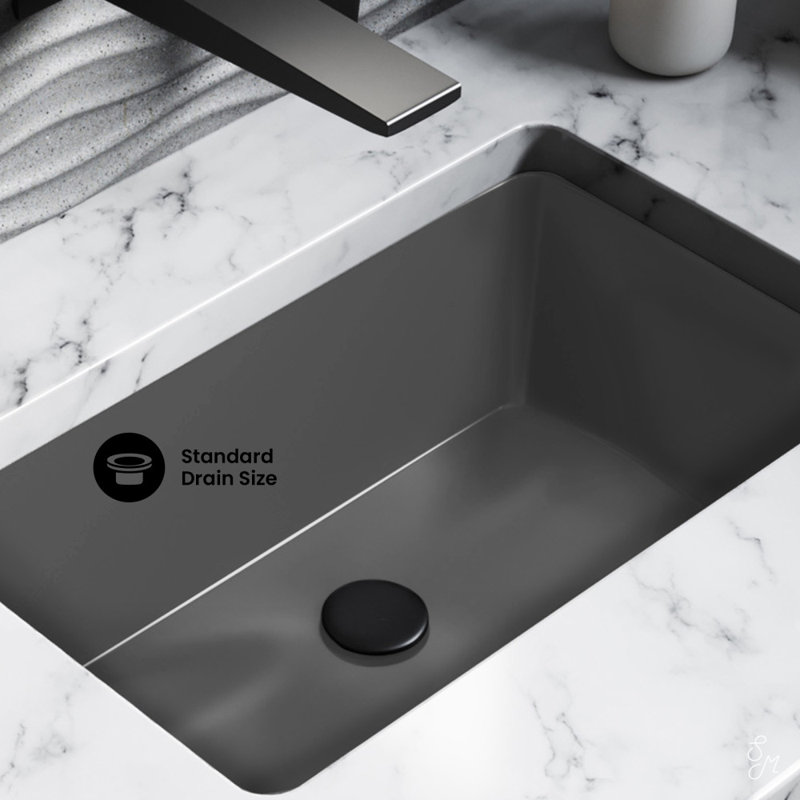 Voltaire Rectangular Under-Mount Bathroom Sink, 7.5" H x 13.5" W x 5.3" D , Matte Gray