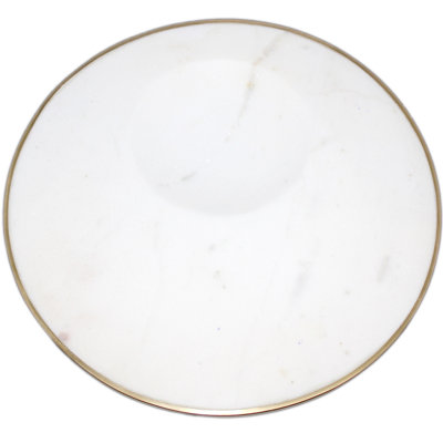 Assiette à collation en marbre blanc avec bords en laiton