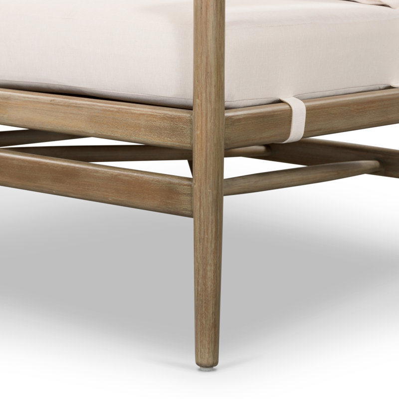 Canapé d'extérieur 72,75 po avec coussins Baltzer, Eucalyptus naturel, Lakin avoine
