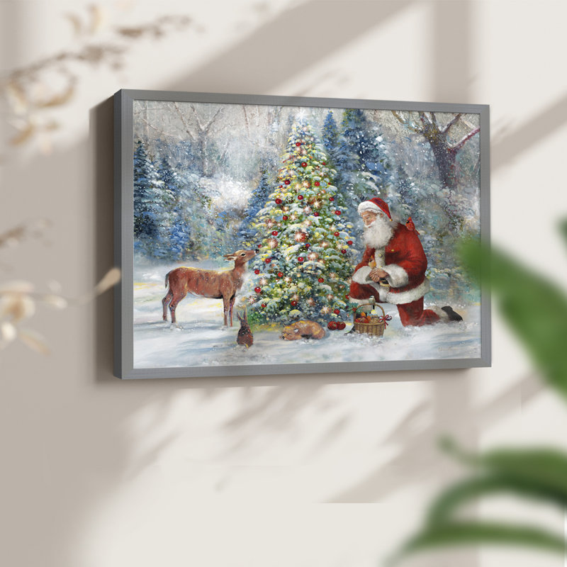 Santa's Gathering - Reproduction encadrée - Restickable, H 16 po x l 20 po, Gris